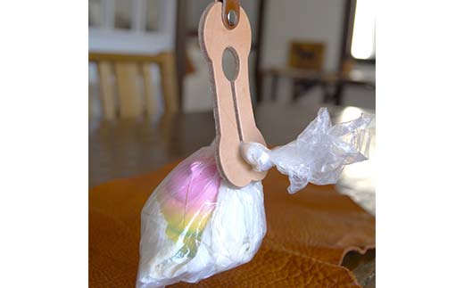 本革製　犬のうんち袋ホルダー（オリーブ）  雑貨 F6L-369