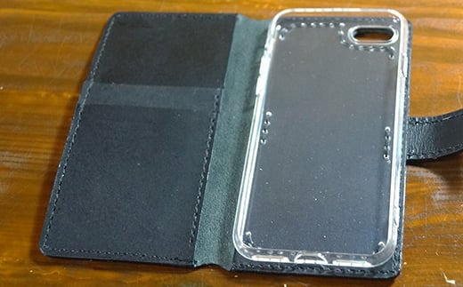 本革製手帳型iPhoneカバー iphone7/8用 ＜ダークブラウン＞ 国産牛ヌメ革 スマホ 手帳型 カバー iPhone iphone7 iphone8 本革 レザー 革製品 ハンドメイド ダークブラウン  ファッション小物 服飾品 ファッション F6L-221