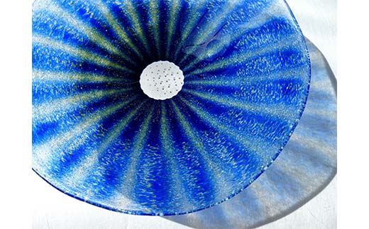 ＜ガラス作家 池本美和＞皿「雨滴」 吹きガラス 硝子 ガラス 皿 池本美和 贈り物 ギフト  工芸品 F6L-516