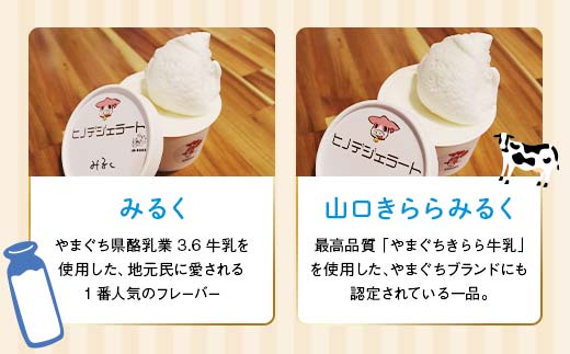 大人気！ヒノデジェラートセット 計6個 2種×各3個 みるく 山口きららみるく ジェラート 食べ比べ セット ミルク 牛乳 山口きらら牛乳 アイスクリーム デザート ご当地 グルメ 食品  スイーツ 菓子 F6L-970