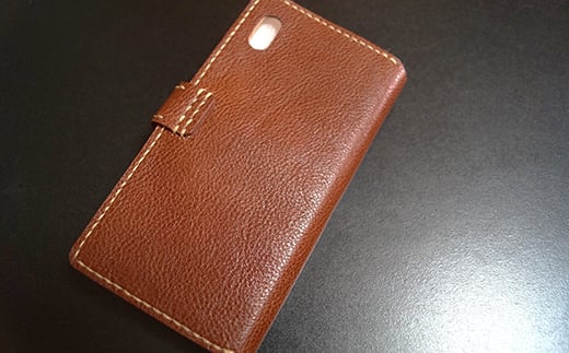 本革製手帳型iPhoneカバー iPhoneX用 ＜ネイビー＞ 国産牛ヌメ革 スマホ 手帳型 カバー iPhone iPhoneX 本革 レザー 革製品 ハンドメイド ネイビー  ファッション小物 服飾品 ファッション F6L-236