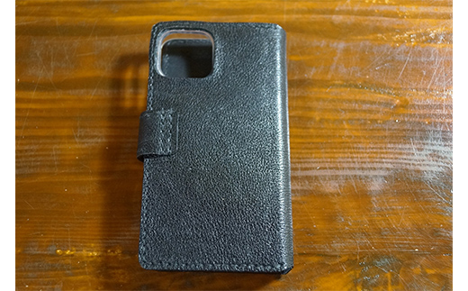 本革製手帳型iPhoneカバー iPhone13mini用 ＜グリーン＞ 国産牛ヌメ革 ハンドメイド スマホ 手帳型 カバー iPhone iPhone13mini 本革 レザー 革製品 グリーン  F6L-1299