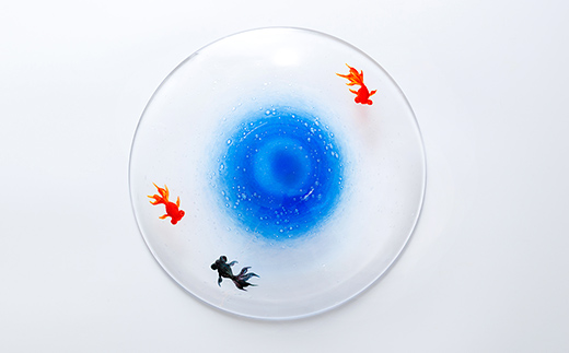 【ギフト用】大皿「水鞠」＜ガラス作家 松尾具美＞  工芸品 F6L-1258