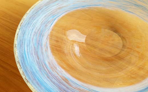 ＜ガラス作家 松尾具美＞大皿「かすみ雲」 硝子 ガラス 大皿 皿 松尾具美 贈り物 ギフト  工芸品 F6L-1259