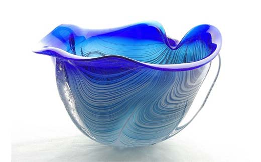 【ギフト用】花入れ「Water  Moon」　No1　青＜ガラス作家 池本美和＞  工芸品 F6L-509