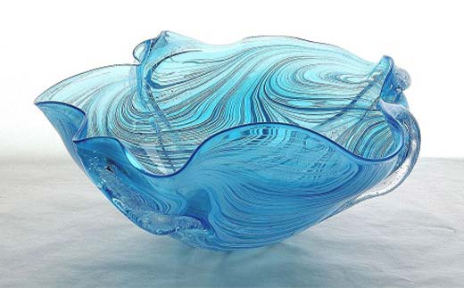 【ギフト用】花入れ「Water  Moon」　No2　水色＜ガラス作家 池本美和＞  工芸品 F6L-511