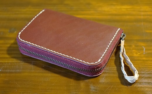 本革製ラウンドファスナーミニウォレット　ネイビー  ウォレット 財布 サイフ ファッション F6L-387