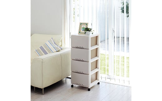 プロフィックス ルームケース 3404 カプチーノ （4904746066756） 多段収納チェスト4段 ／ ルームケース インテリア キャスター付き 収納 チェスト プラスチック  雑貨 F6L-429