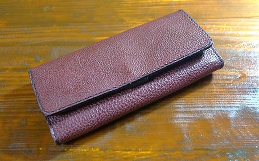 本革製長財布 (小銭・カード・お札ほか)＜グリーン＞ 国産牛ヌメ革 ハンドメイド 財布 長財布 ウォレット 本革 レザー 革製品 贈り物 ギフト グリーン  F6L-1296