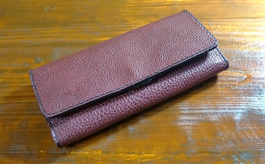 本革製長財布 (小銭・カード・お札ほか)＜ネイビー＞ 国産牛ヌメ革 ハンドメイド 財布 長財布 ウォレット 本革 レザー 革製品 贈り物 ギフト ネイビー  サイフ ファッション F6L-296