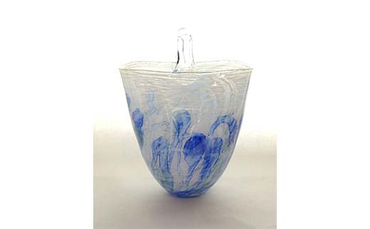 【ギフト用】花入れ「水彩バスケット」＜ガラス作家 池本美和＞  工芸品 F6L-487