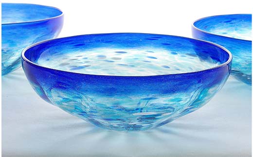 ＜ガラス作家 池本美和＞ペアボウル「Ringing Blue」 吹きガラス 硝子 ガラス ボウル セット 池本美和 贈り物 ギフト  工芸品 F6L-482