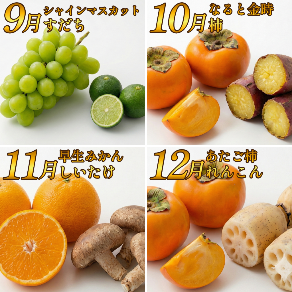 フルーツ ＆ 野菜 定期便 選べる 12回 果物 季節 旬 詰め合せ 国産 おまかせ 産地直送 シャインマスカット いちご みかん デコポン 桃 メロン 八朔 梨 柿 あたご柿 徳島