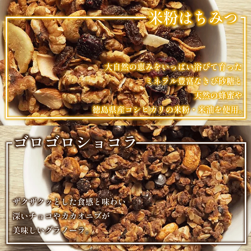 グラノーラ 詰め合わせ おまかせ 3種 定期便 6回 米粉 はちみつ きな粉 紅茶 抹茶 モリンガ ショコラ スパイス モリンガ グルテンフリー おすすめ シリアル 朝食 牛乳 子ども おやつ 栄養 美容 健康 ヘルシー 徳島 CREAS