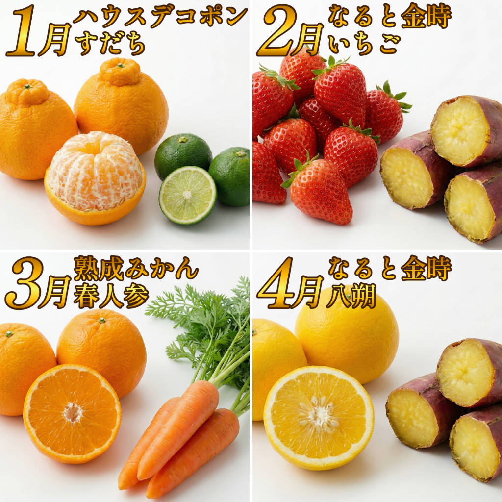フルーツ ＆ 野菜 定期便 選べる 6回 果物 季節 旬 詰め合せ 国産 おまかせ 産地直送 シャインマスカット いちご みかん デコポン 桃 メロン 八朔 梨 柿 あたご柿 徳島
