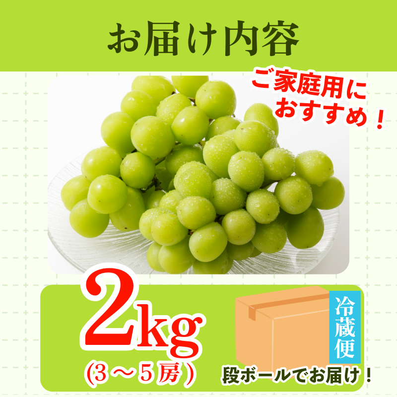 シャインマスカット 2kg 3～5房 8月末から9月上旬まで発送 マスカット 果物 くだもの フルーツ シャインマスカット 種なし 種無し ぶどう 厳選 旬 国産 徳島県