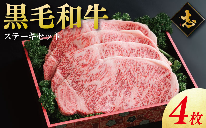 徳島県産 黒毛和牛 ステーキ 4枚 （ 1枚 250g ） 《 徳島の人気焼肉店 志 厳選！ 》 牛肉 和牛 ステーキ セット 赤身 霜降り ブランド牛 にく 冷凍 ギフト 贈答 国産 徳島 焼肉 志