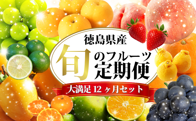 フルーツ 定期便 12ヶ月 果物 季節 旬 詰め合せ 国産 おまかせ 産地直送 シャインマスカット すだち いちご みかん キウイ 不知火 桃 デラウェア ピオーネ 梨 柿 あたご柿 徳島