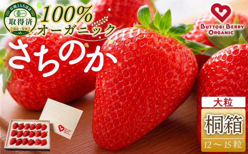 オーガニック いちご 大粒 約12～15粒 桐箱入り 《1月末から5月発送》 有機JAS認証 ORGANIC 甘い 苺 果物 フルーツ 産地直送 新鮮 ストロベリー ジャム スムージー 期間限定 徳島