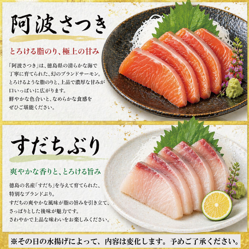 お刺身セット 4種 《 徳島魚市場 厳選！》 刺身 さしみ 刺し身 刺身セット ブリ すだちぶり ハマチ さば 鳴門鯛 真鯛 マダイ ヒラメ 阿波さつき サーモン 柵 カルパッチョ 海鮮 徳島