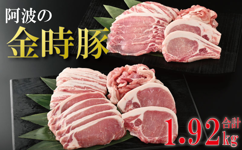 阿波の金時豚 詰め合わせ セット 1.92g 豚肉 ロース 焼き肉 バラ 切り落とし しゃぶしゃぶ アリ 小分け 金時 とんかつ ご飯 ふるさと お歳暮 年 冷凍 徳島 阿波