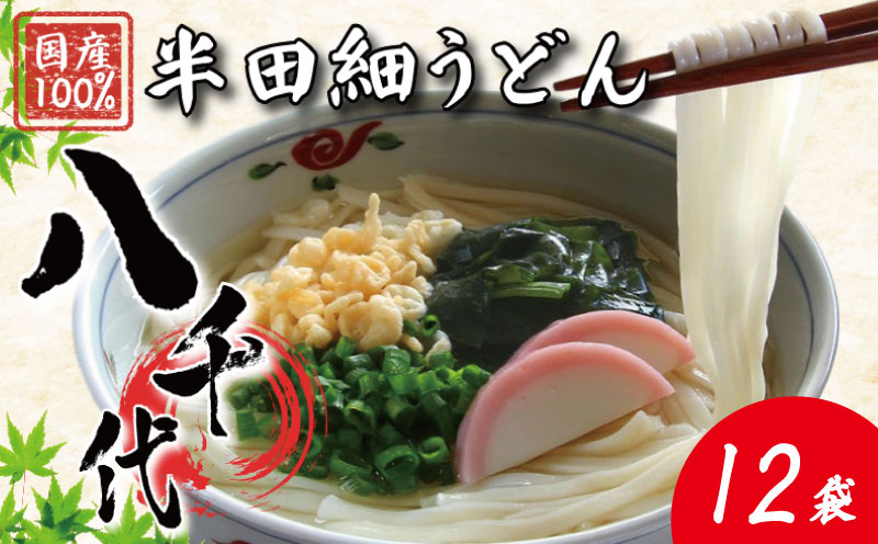 うどん 半田細うどん 12袋 《 丸亀 さぬき にない つるもち感！》 手延べ うどん 饂飩 麺 めん 乾麺 そうめん 素麺 徳島県 つるぎ町 八千代麺業
