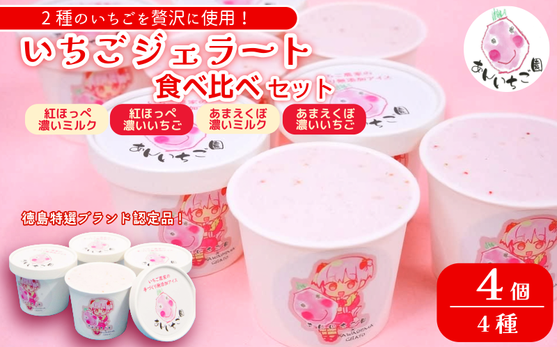 いちご ジェラート 食べ比べセット 4個 4種 いちご 苺 フルーツ 紅ほっぺ あまえくぼ 果物 旬 ジェラート アイス 夏 ギフト 夏ギフト プチギフト 国産 食べ比べ セット 冷たい 贈り物 冷凍 おやつ