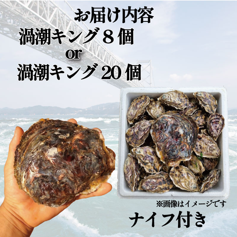 【2026年5月~2026年8月まで発送】牡蠣 生牡蠣 殻付き 8個 生食可 冷蔵 (ナイフ付き) 渦潮キング 岩牡蠣 かき カキ ブランド 旬 新鮮 海鮮 濃厚 料理 鍋 牡蠣鍋 カキフライ バーベキュー BBQ キャンプ おいしい TV テレビ 徳島県 鳴門市