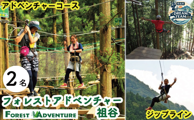 フォレストアドベンチャー 祖谷 体験チケット 2名様 施設利用券 徳島県 観光 クーポン ジップライン アクティビティ 遊び 体験 観光 トラベル チケット 自然 アスレチック 家族 ファミリー 三好 みよし ドリームチーム