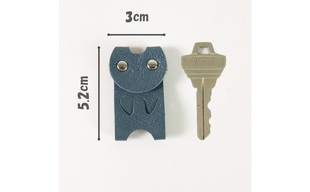 KUROKAWAカギ守猫ミニ miniキーカバー本革リング付きカラフル【ターコイズ】