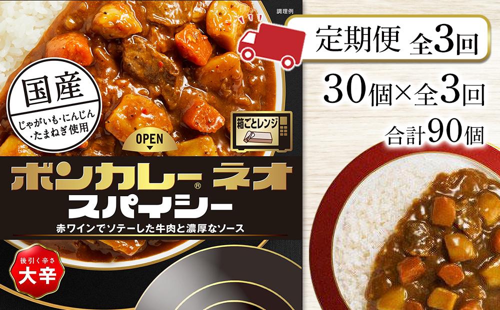 【定期便 全3回】ボンカレーネオ スパイシー 後引く辛さ(大辛)　30個×3回　計90個