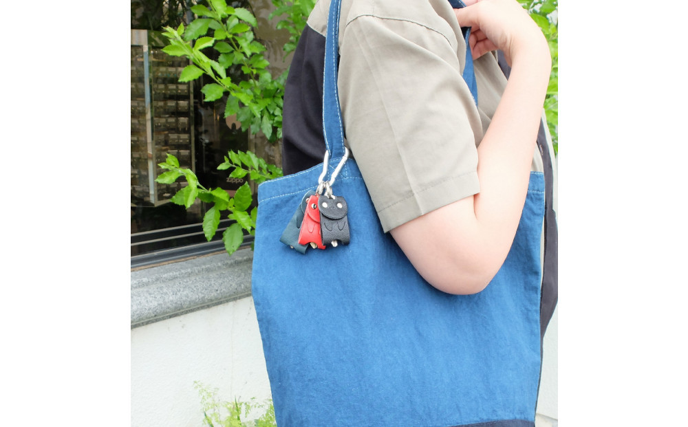 KUROKAWAカギ守猫ミニ miniキーカバー本革リング付きカラフル【ブラウン】