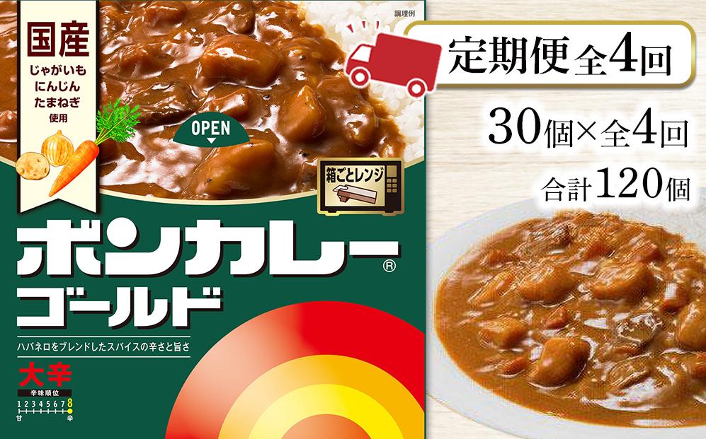 【定期便全4回】ボンカレーゴールド（大辛）30個×4回　計120個