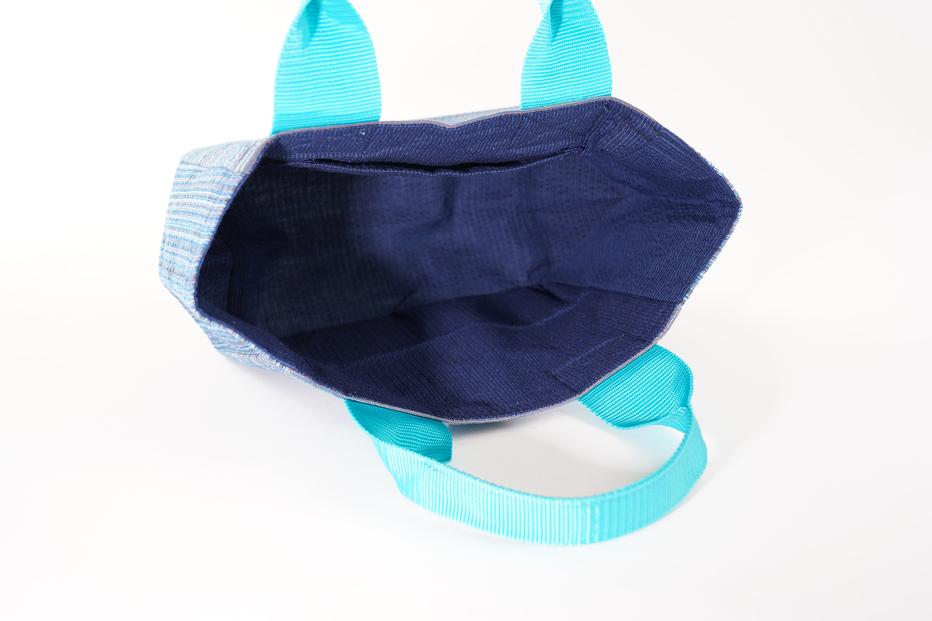 【カラー：マゼンダ×紺格子】カラフル阿波しじら織トート（小）