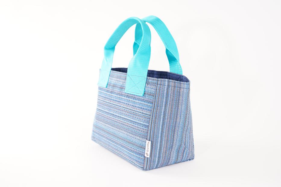 【カラー：マゼンダ×紺格子】カラフル阿波しじら織トート（小）