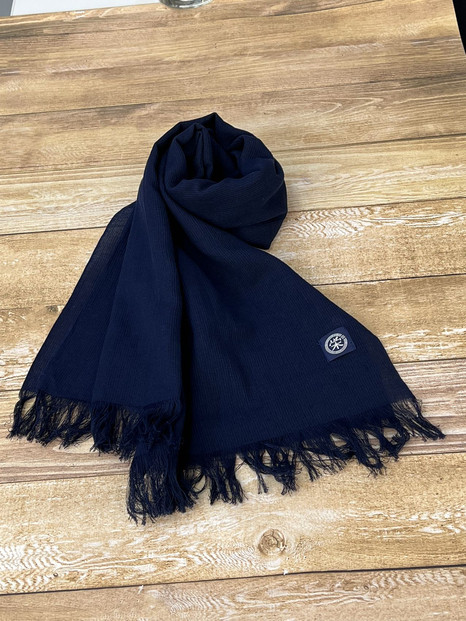 徳島市産 正藍先絲染 和田縞ストール 【濃紺色】