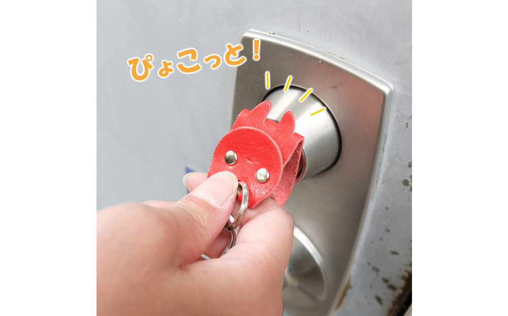 KUROKAWAカギ守猫ミニ miniキーカバー本革リング付きカラフル【ターコイズ】