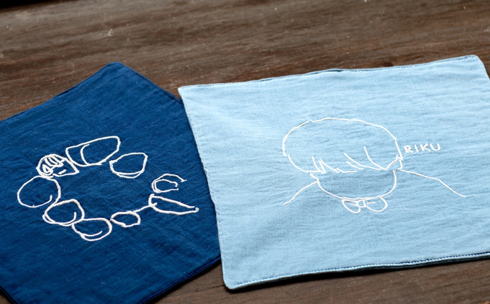 【1点選べるお仕立券】阿波藍染ハンカチ/ファブリックパネル　　オーダーメイド 阿波藍染  刺繍 オーガニックコットン 藍染　