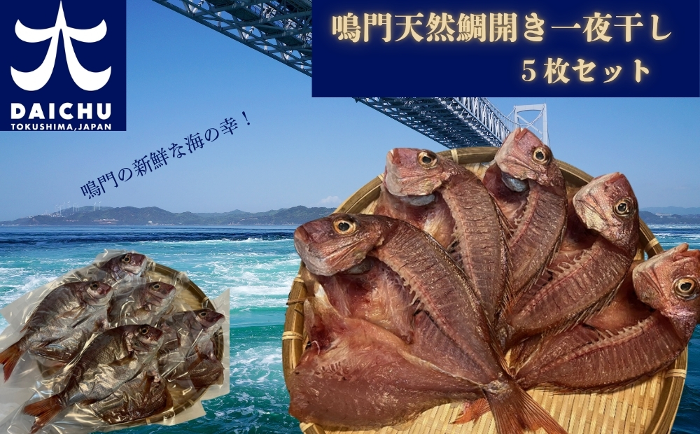 鳴門天然鯛開き一夜干し5枚セット