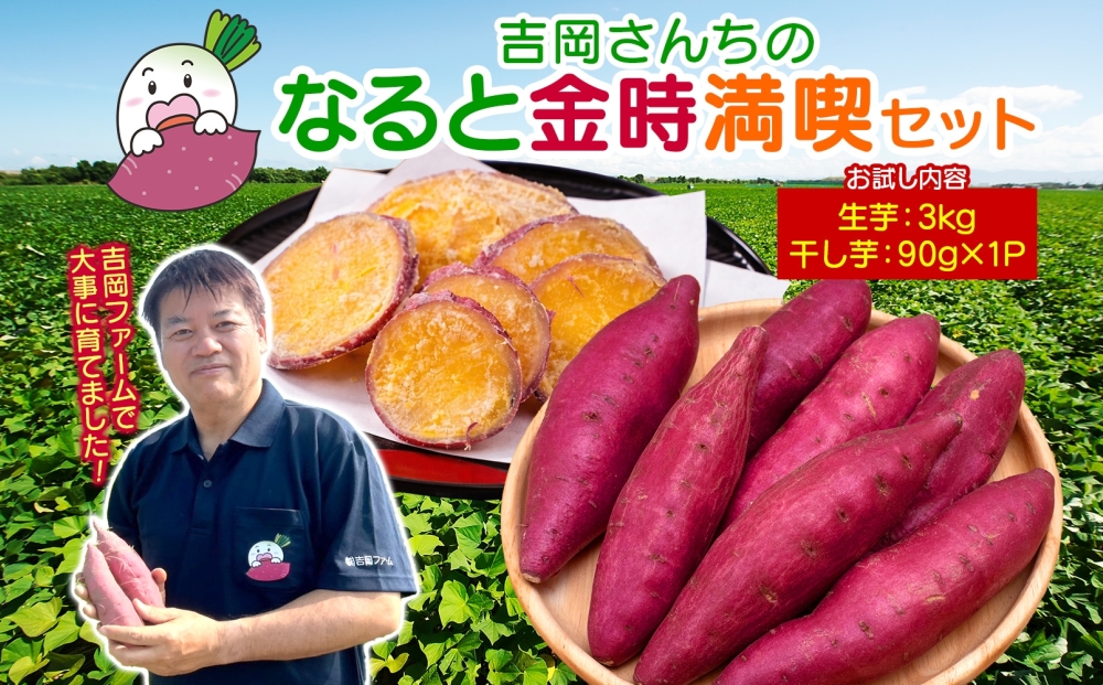 【予約受付中・2026年10月頃より順次発送】吉岡ファームのなると金時 3kg＋干し芋お試しセット