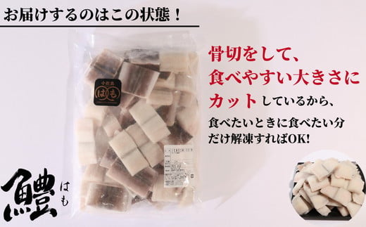 鱧 国産 ハモ 切り身 1.2kg 冷凍 骨切り カット済 産地直送 魚介 海産物 魚 切り身 天然鱧 お取り寄せ グルメ 湯引き 蒲焼き 天ぷら しゃぶしゃぶ 鍋 お吸い物 酒蒸し ※北海道･東北･沖縄･離島 配送不可
