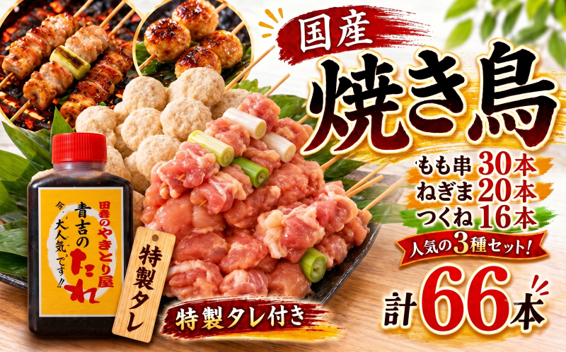 【とり信の特製タレ付き】焼き鳥 セット 66本 鶏肉 国産 もも つくね ねぎま 鶏肉 やきとり 串焼 チキン もも肉 つくね おかず 塩焼き スパイス 照り焼き おつまみ ビール BBQ パーティー イベント 小分け 包装 冷凍 徳島 小松島 とり信