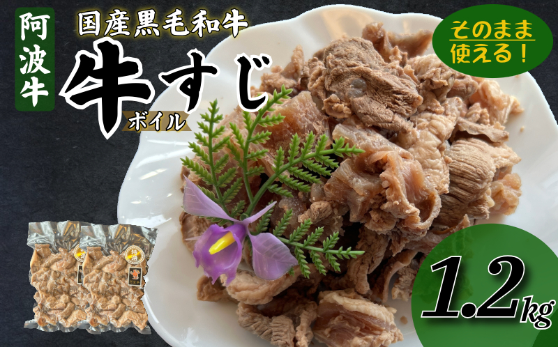 牛すじ ボイル 1.2kg（300g×4P） 冷凍 国産 黒毛和牛 阿波牛 和牛 牛肉 牛すじ煮込み カレー おでん 下処理済