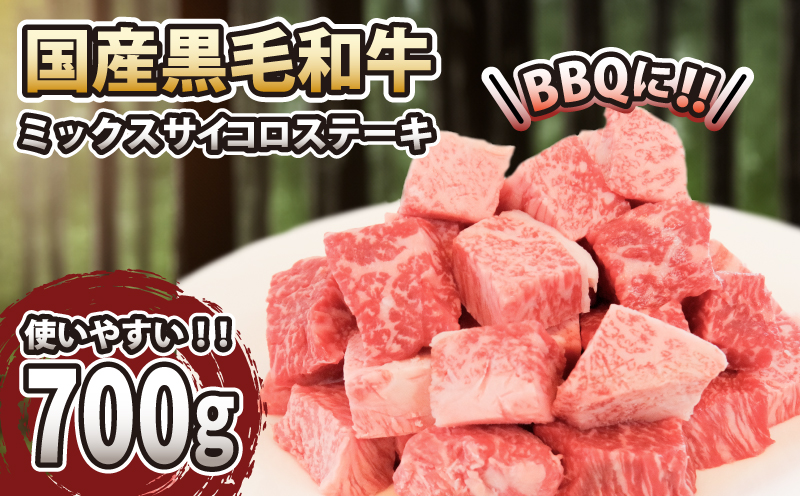 <2024年9月末受付終了>黒毛和牛 サイコロステーキ 肉 国産 阿波牛 700g 冷凍 MIX ( サーロイン ロース モモ ステーキ ミックス ) キャンプ バーベキュー BBQ | 和牛 和牛 和牛 和牛 和牛