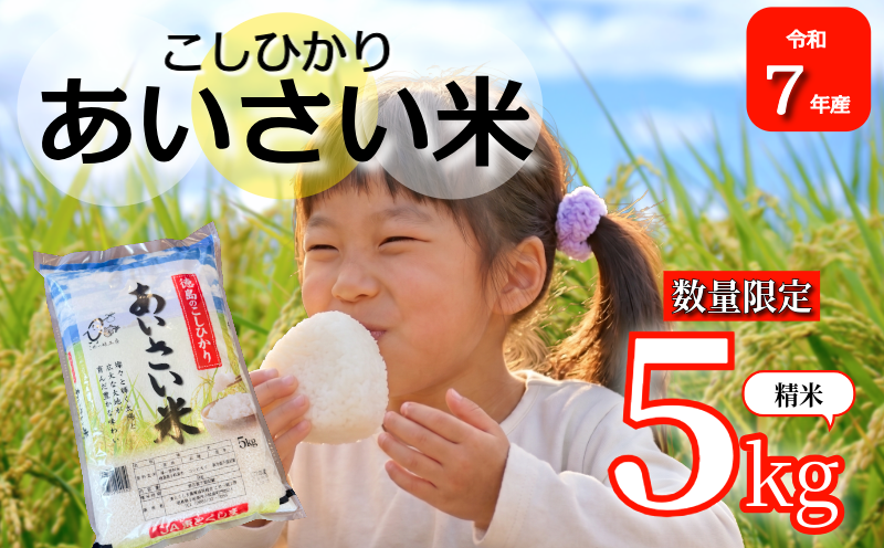 【令和7年産】 米 こしひかり 精米 5kg  お米 あいさい米 おこめ 白米 白飯 ご飯 ごはん 国産米 おにぎり おむすび お弁当 徳島 小松島 