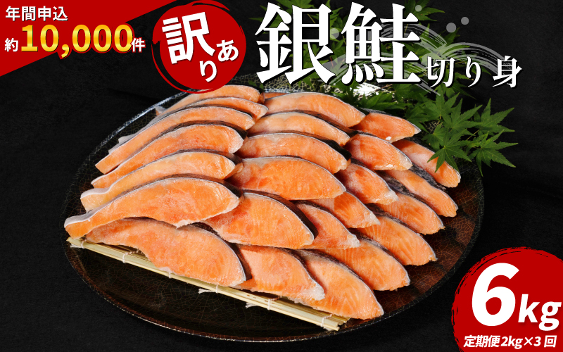訳あり 鮭 定期便 3回（2kg × 3回） 計6kg さけ サケ 銀鮭 切り身 切身 サイズ 不揃い サーモン ごはん のお供 おつまみ 酒 ビール 日本酒 おつまみ 魚 魚介 小魚 海鮮 海産物 おかず お米 シャケ 塩銀鮭 塩さけ 塩サケ グルメ 訳アリ 家庭用 弁当 食品 新鮮 冷凍 徳島県