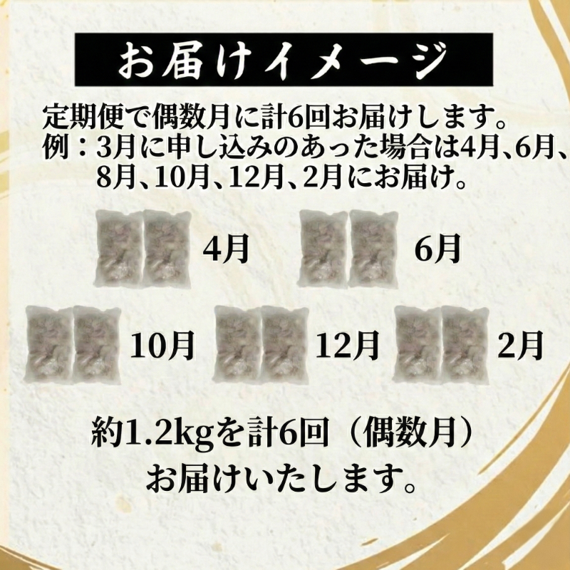 定期便 偶数月6回  計7.2kg えび 約1.2kg 冷凍 むきえび エビ 海老  小分け包装【北海道･沖縄･離島への配送不可】