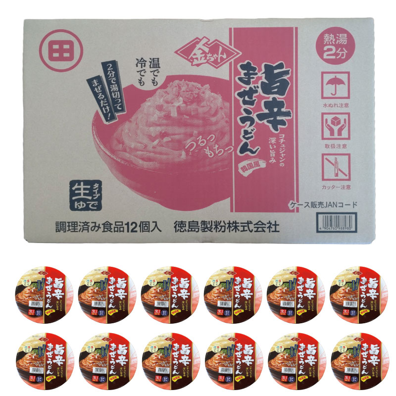 【夏季限定】徳島製粉　金ちゃん旨辛まぜうどん172g×12｜カップ麺　生タイプ　インスタント　簡単　うどん