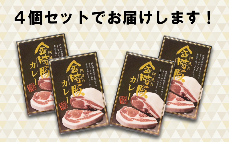 カレー 豚肉 金時豚 4箱 (220g×4) レトルト 豚肉 ぶたにく 豚 ぶた ポーク 肉 にく 国産 カレーライス スパイス 調味料 ごはん ご飯 うどん スープ パン ラーメン 常温保存 簡単調理 おかず 惣菜 備蓄 ギフト プレゼント 贈答 お取り寄せ グルメ 送料無料 徳島県 阿波市 