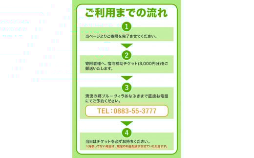 ブルーヴィラあなぶき 宿泊補助チケット 3000円分《30日以内に出荷予定(土日祝除く)》 清流の郷ブルーヴィラあなぶき 徳島県 美馬市 宿泊 旅行 チケット 宿泊券 利用券 補助券 3000円 ホテル 送料無料